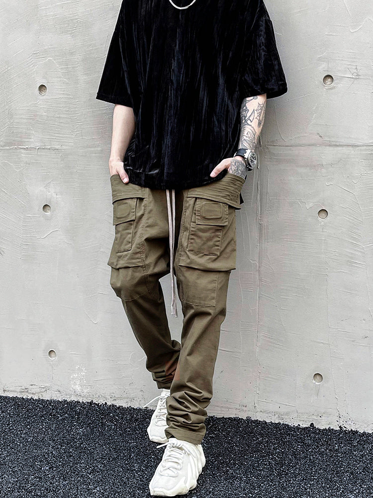 Two-loop Design Pocket Straight-leg Overalls For Trendy Men