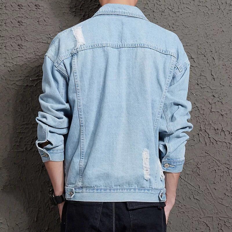 Trendy Loose Student Denim Jacket Light Color Jacket