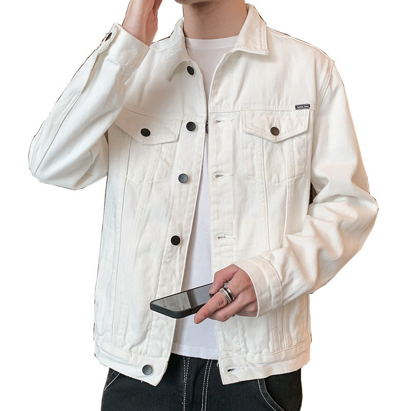 Men's Spring And Autumn Black Denim Workwear Jacket Men's Handsome