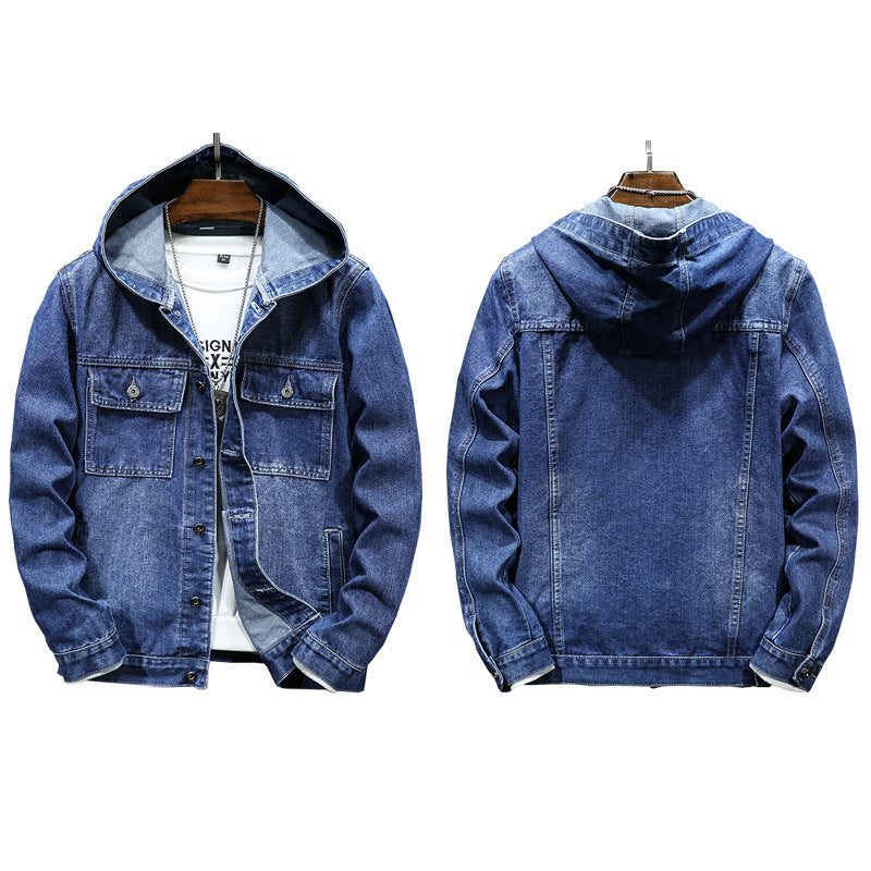 Hooded Denim Jacket Men's Spring