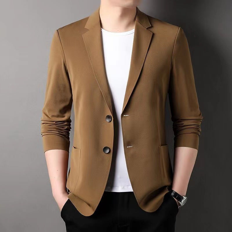 Hair Spring And Autumn Men\'S T-Shirt Coat Korean Version Blazer Solid Color Cardigan Handsome Men\'S Sweater