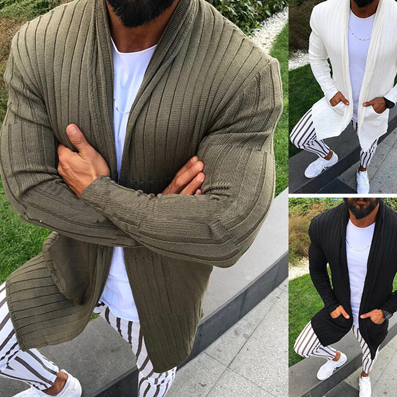 Autumn And Winter Slim Long-sleeved Cardigan Lapel Sweater Top Sweater Men