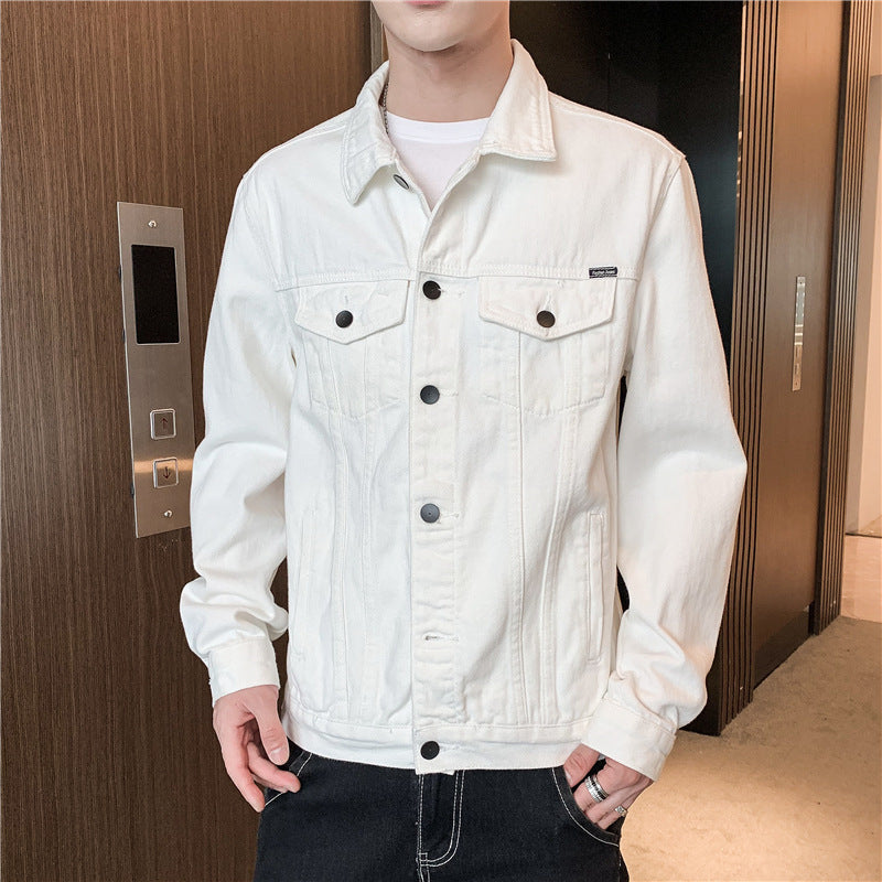 Men's Spring And Autumn Black Denim Workwear Jacket Men's Handsome