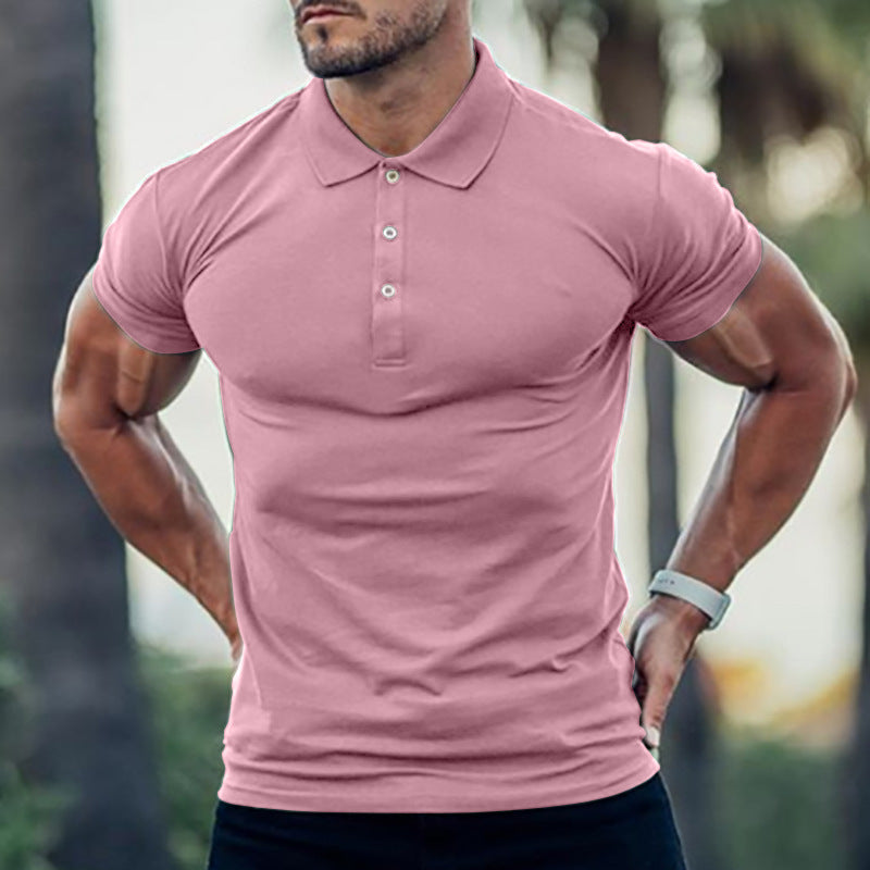 European And American Men's Solid Color Cotton T-shirt Polo