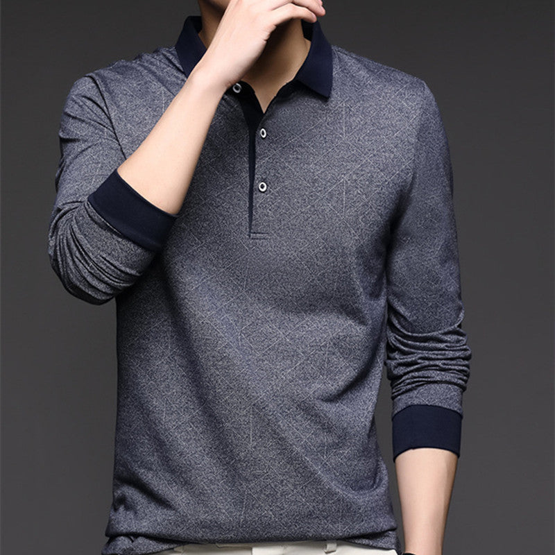 Men's Long Sleeve T-Shirt Lapel Loose Polo Shirt