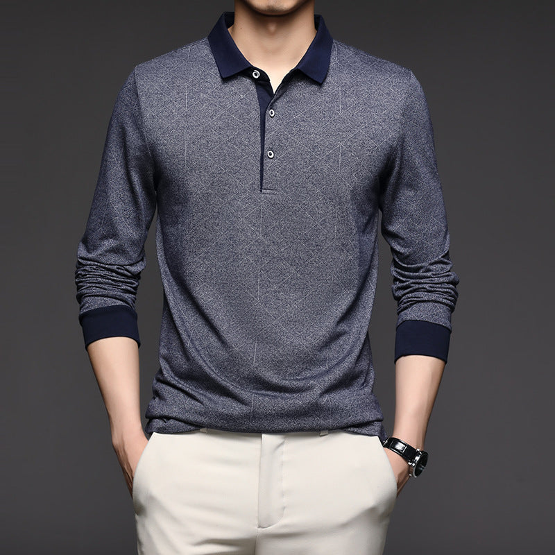 Men's Long Sleeve T-Shirt Lapel Loose Polo Shirt