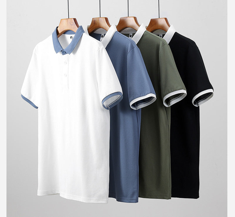 Lapel Premium Color Blocking Polo Short Sleeve Shirt