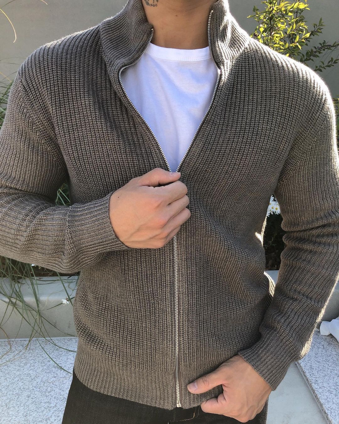 Sweater Zipper Long Sleeve Stand Collar POLO Shirt