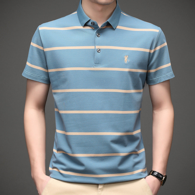 Men's Plaid Short Sleeve Casual T-shirt POLO Shirt