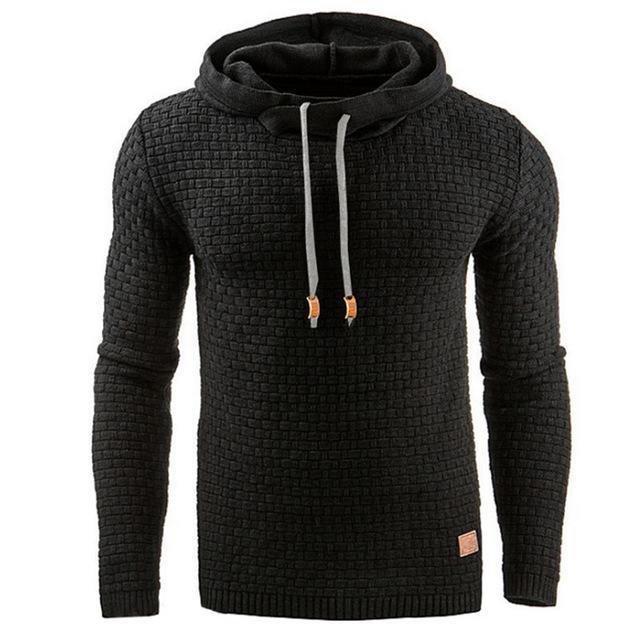 Men's Jacquard Sweater Long-sleeved Hoodie Warm Color Hooded Sweatshirt Jacket