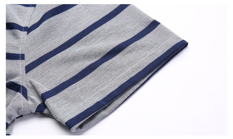 Men's Striped Thin Short Sleeve Casual Polo Collar T-shirt