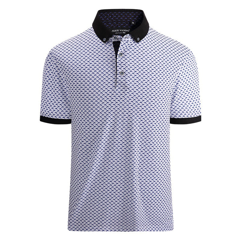 Trendy Men's Ribbed Polo Short Sleeve Shirt