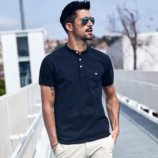 Men's Stand Collar Short Sleeve POLO Shirt