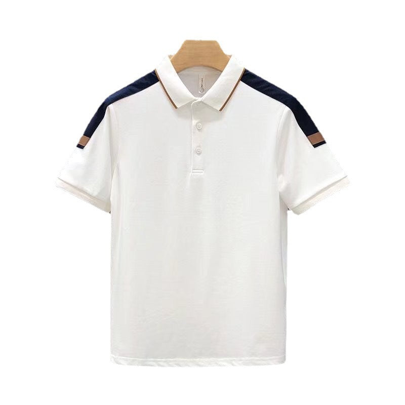 Colorblock Lapel Polo Shirt Men's Short Sleeve Slim T-Shirt