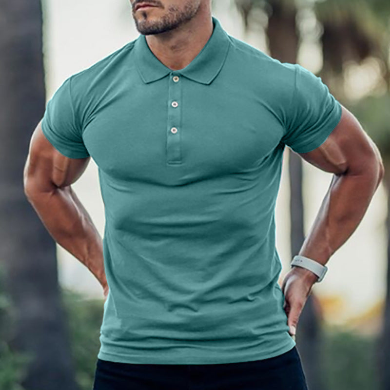 European And American Men's Solid Color Cotton T-shirt Polo