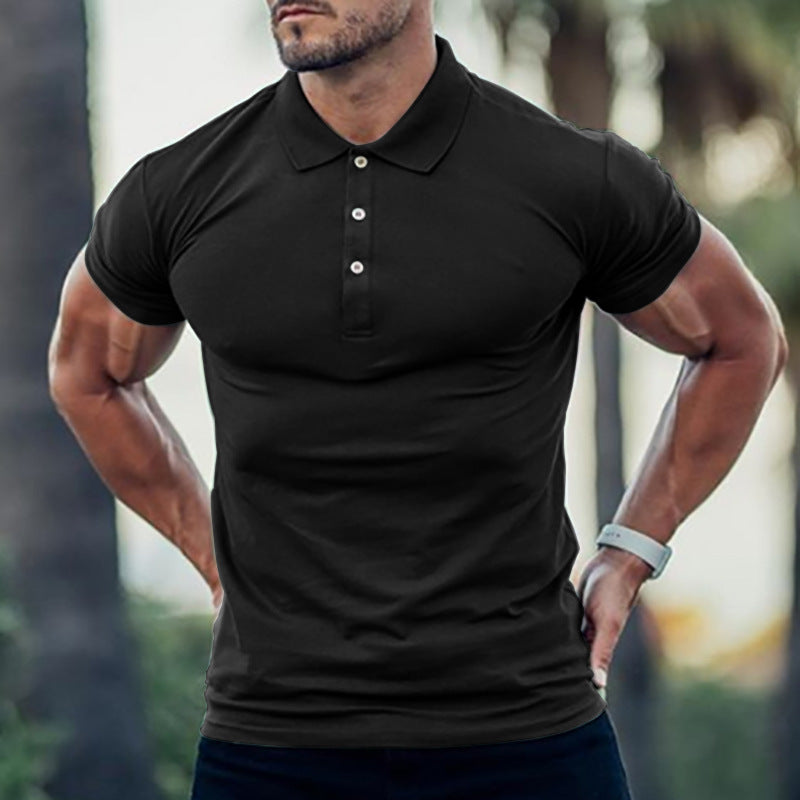 European And American Men's Solid Color Cotton T-shirt Polo