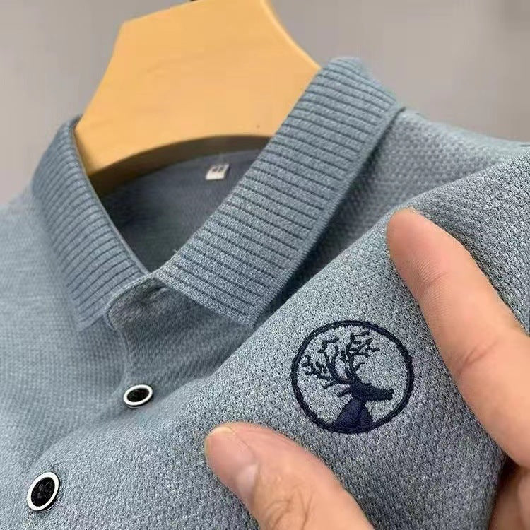 Cotton Cut Label Deer Head Short Sleeve Men's POLO Shirt