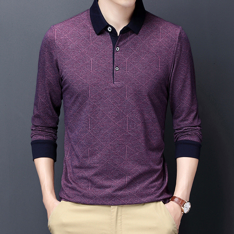 Men's Long Sleeve T-Shirt Lapel Loose Polo Shirt