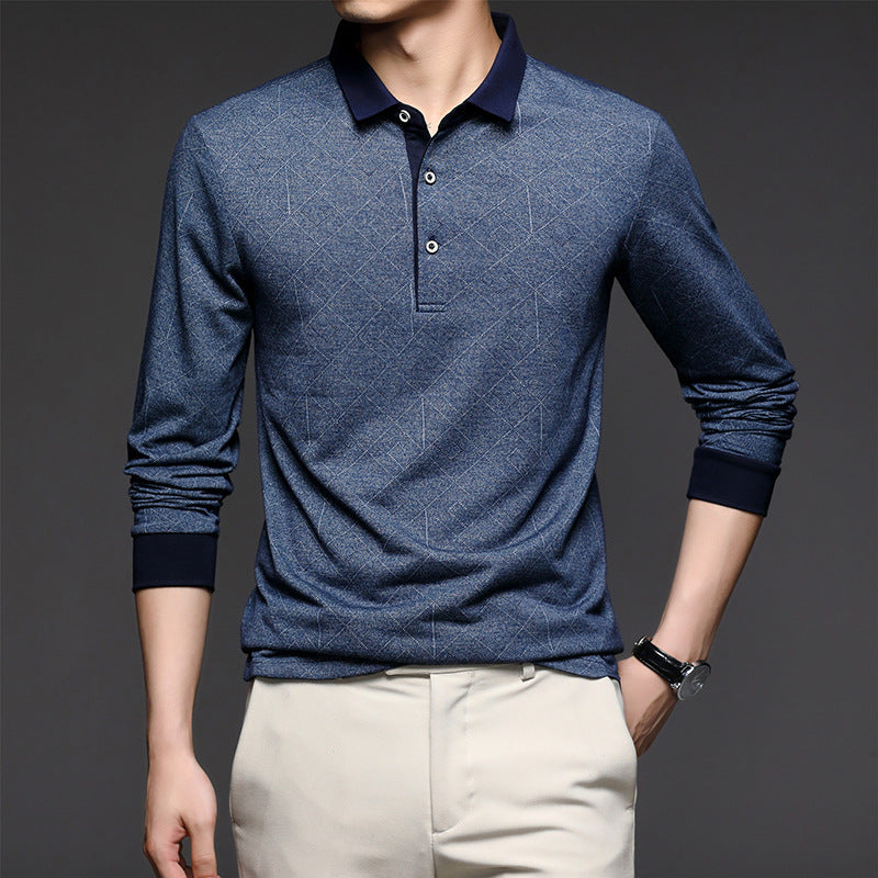 Men's Long Sleeve T-Shirt Lapel Loose Polo Shirt