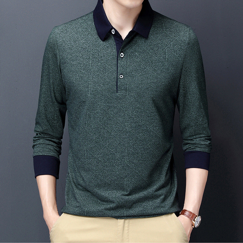 Men's Long Sleeve T-Shirt Lapel Loose Polo Shirt